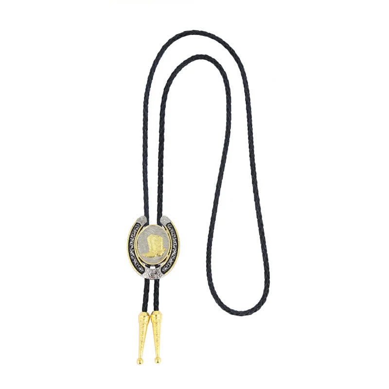 Two Tone Western Animal Style Horseshoe Shape Bolo Tie - Image 8