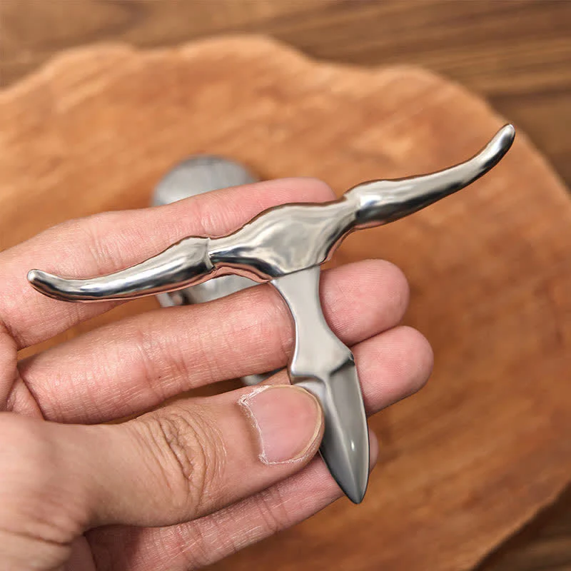 Unique Longhorn Head DIY Hidden Knife Silver Buckle Leather Belt - Image 9