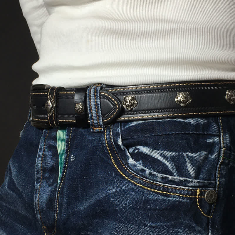 Unique Tiger Shape Rivet Studded Leather Belt - Image 2