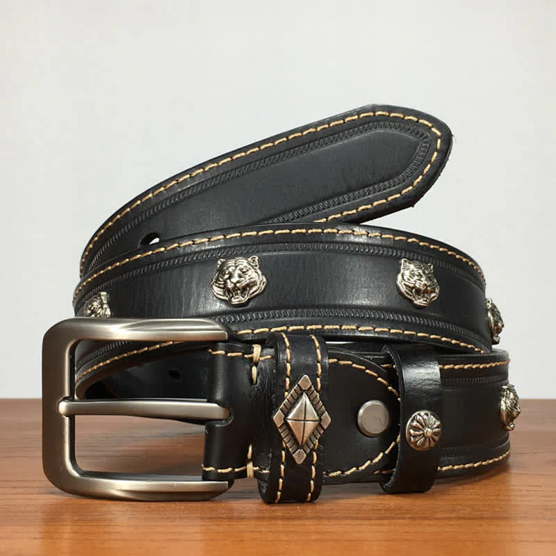 Unique Tiger Shape Rivet Studded Leather Belt - Image 3