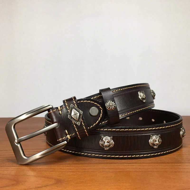 Unique Tiger Shape Rivet Studded Leather Belt - Image 9