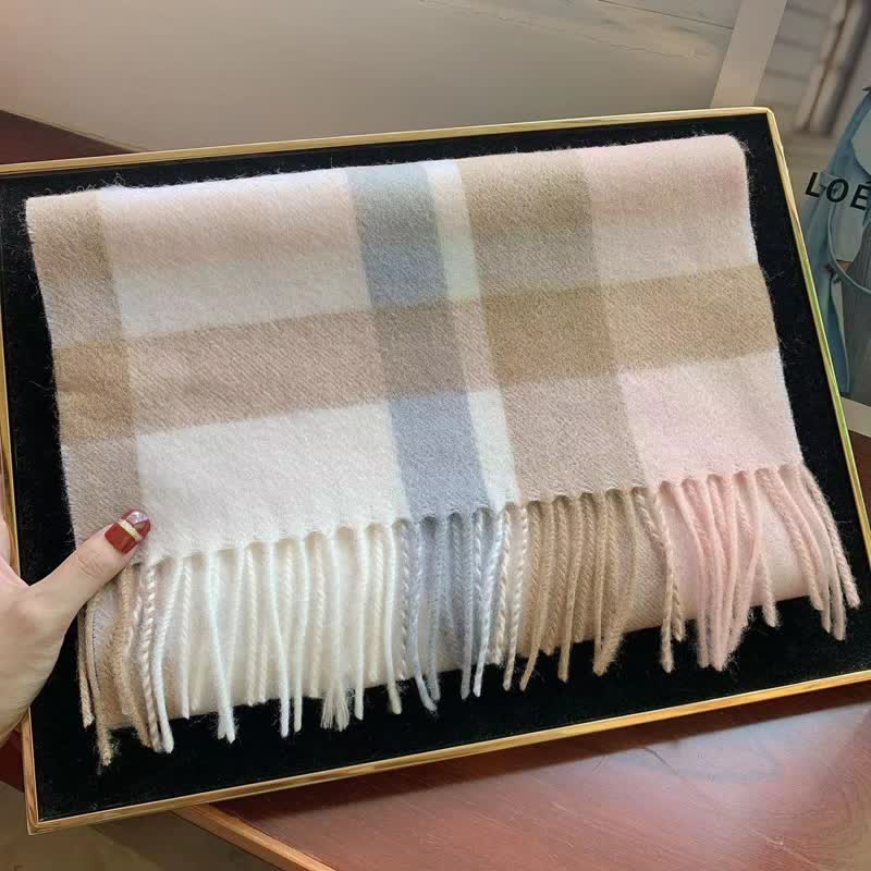 Unisex Lamb Edinburgh Big Warm Plaid Scarf - Image 35