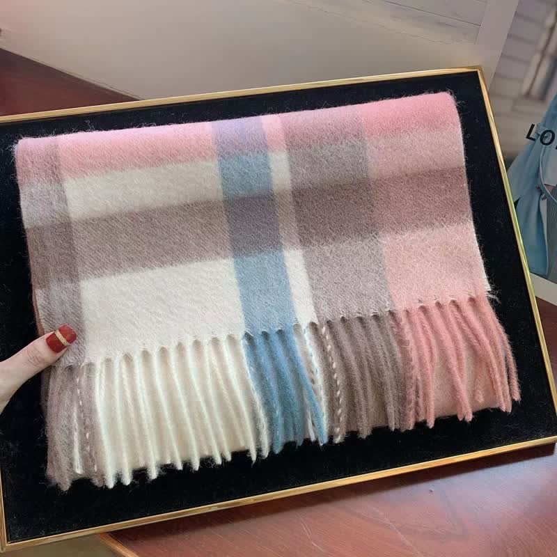 Unisex Lamb Edinburgh Big Warm Plaid Scarf - Image 39