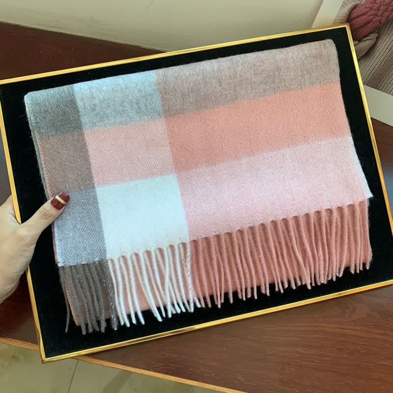 Unisex Lamb Edinburgh Big Warm Plaid Scarf - Image 46
