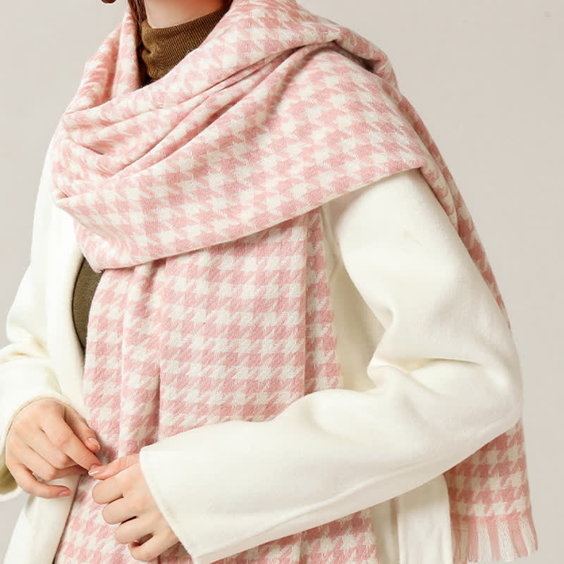 Unisex Classic Houndstooth Imitation Cashmere Scarf - Image 6
