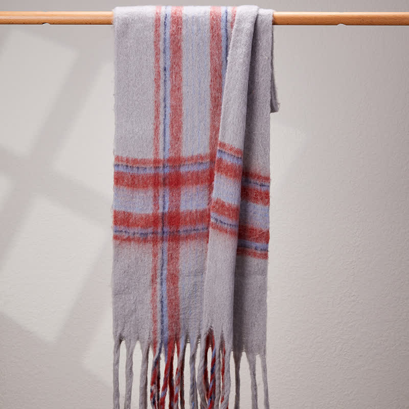 Unisex Classic Tassel Plaid Warm Scarf - Image 10