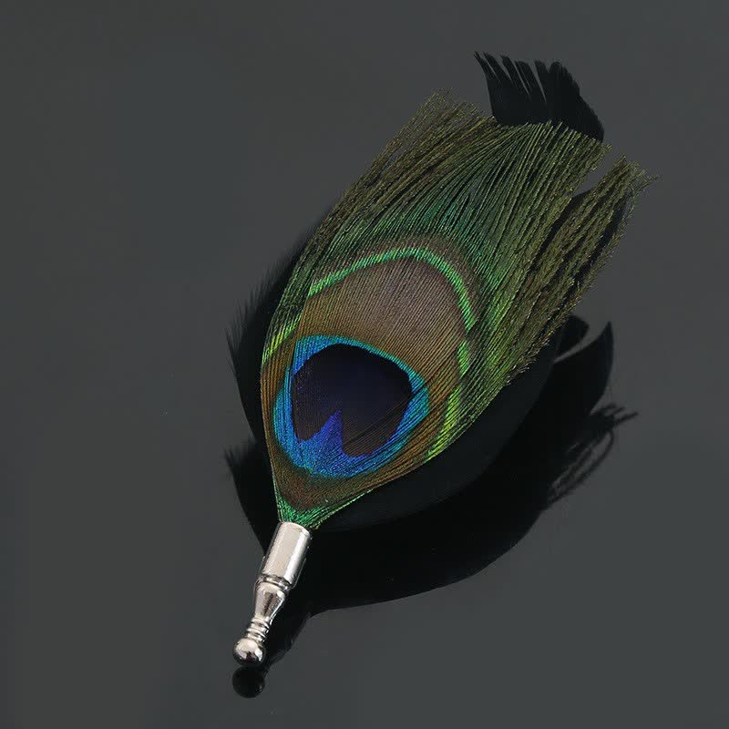 Unisex Classic Wedding Party Colorful Peacock Feather Brooch - Image 10