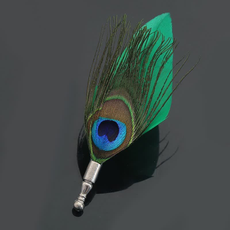 Unisex Classic Wedding Party Colorful Peacock Feather Brooch - Image 14