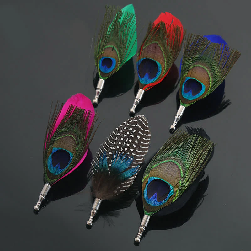 Unisex Classic Wedding Party Colorful Peacock Feather Brooch - Image 2