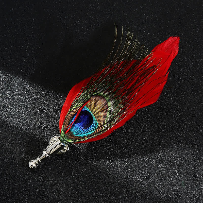 Unisex Classic Wedding Party Colorful Peacock Feather Brooch - Image 4