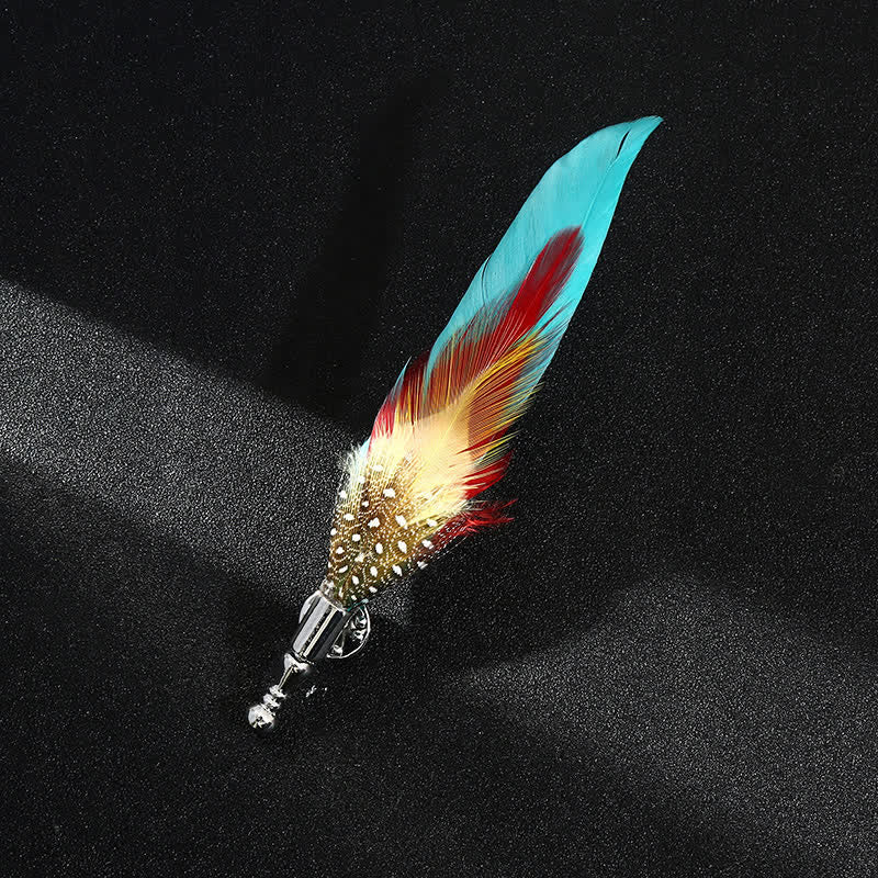 Unisex Classic Wedding Party Colorful Peacock Feather Brooch - Image 9