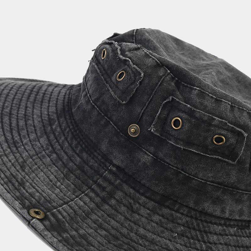Unisex Denim Patch Sun Protection Bucket Hat - Image 4