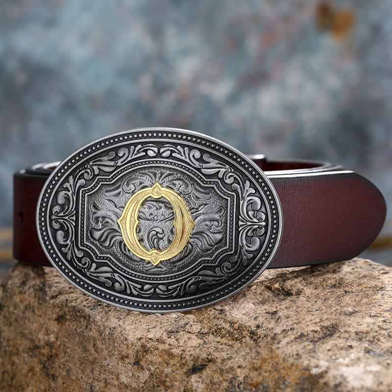 DIY Unisex Hip Hop Initial Letter Embossment Buckle Leather Belt - Image 20