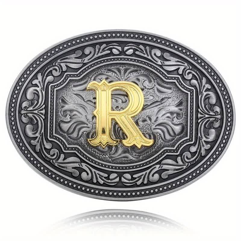 DIY Unisex Hip Hop Initial Letter Embossment Buckle Leather Belt - Image 3