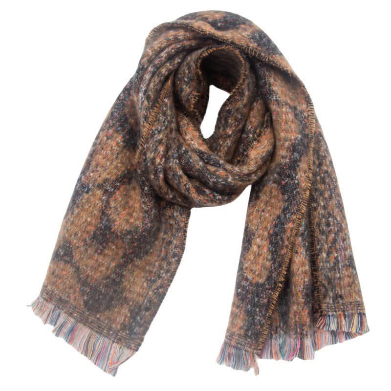 Unisex Pretty Leopard Print Short Fringe Scarf - Image 2