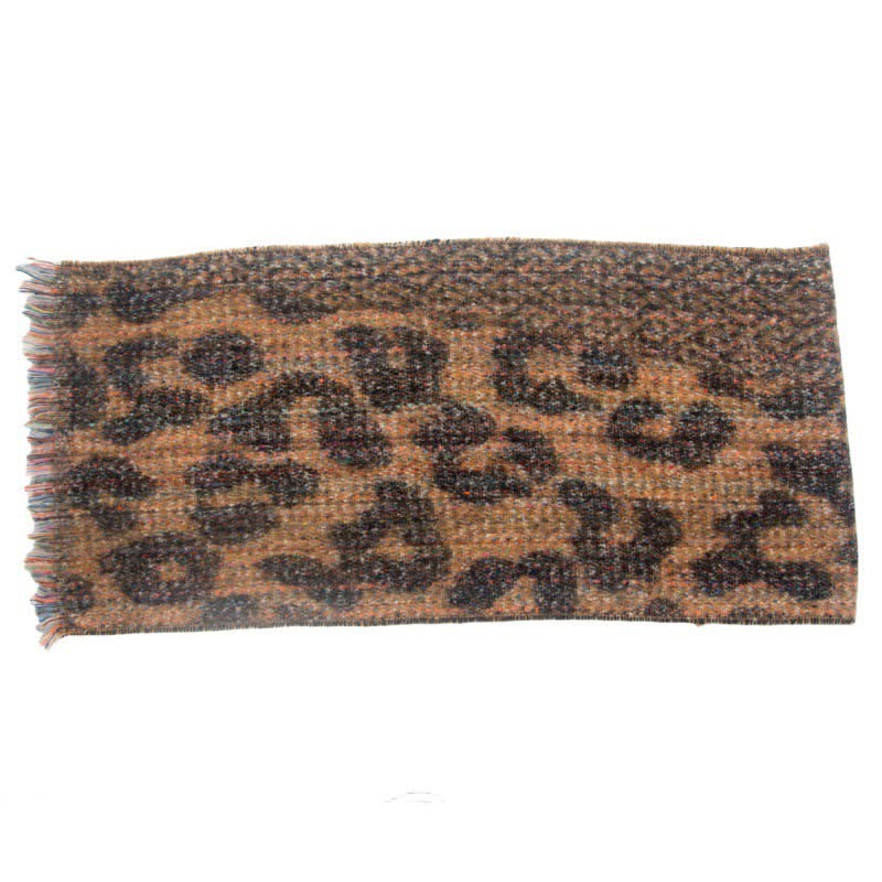 Unisex Pretty Leopard Print Short Fringe Scarf - Image 6