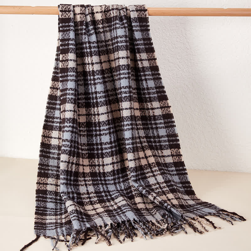 Unisex Luxury British Style Plaid Pattern Tassle Scarf - Image 10