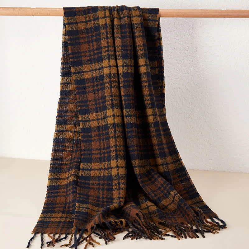 Unisex Luxury British Style Plaid Pattern Tassle Scarf - Image 11