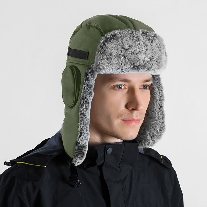 Unisex Outdooor Aviator Cap Faux Fur Trapper Hat Set - Image 15