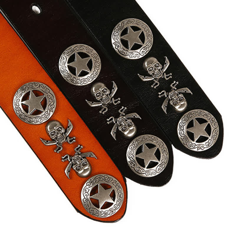 Unisex Punk Style Skull Star Rivets Leather Belt - Image 10