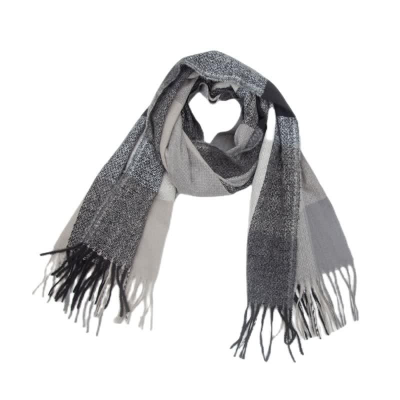 Unisex Rainbow Plaid Thickened Winter Fringe Scarf - Image 11