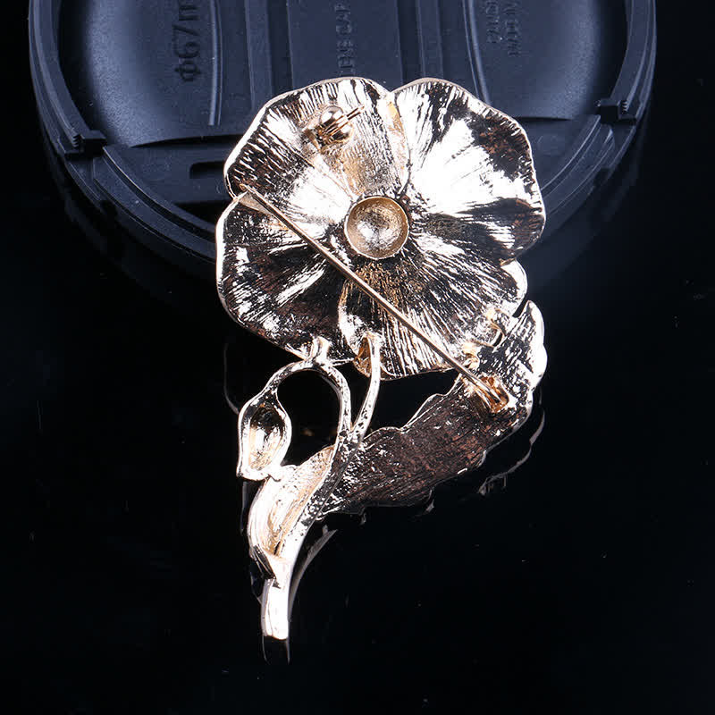 Unisex Rhinestone Poppy Memorial Day Brooch - Image 3