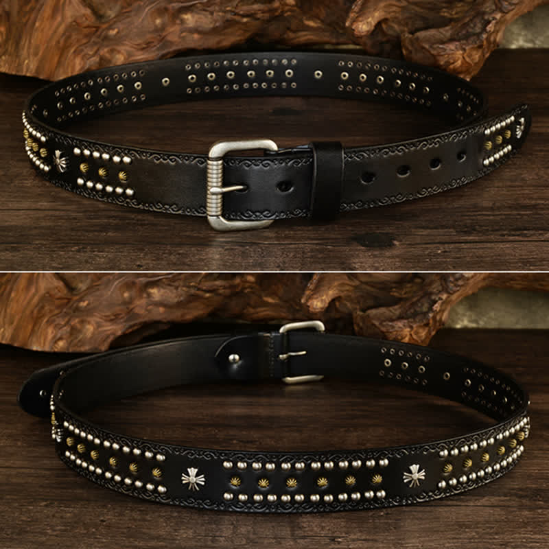Unisex Rock Style Cross Rivet Studded Decor Belt - Image 13