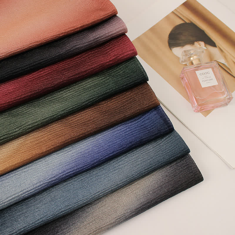 Unisex Striped Gradient Color Pleats Summer Thin Scarf - Image 4