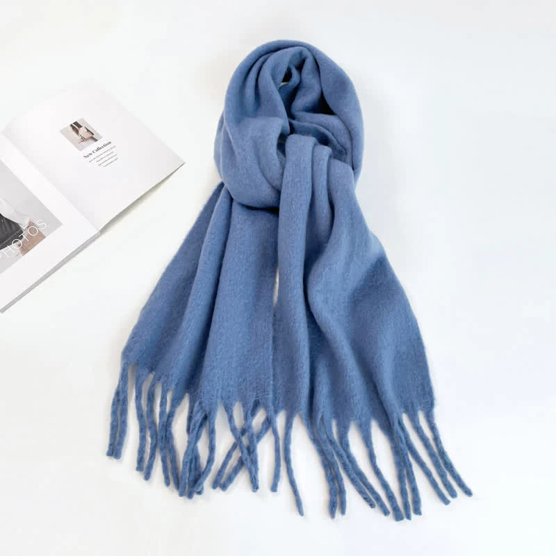 Unisex Thick Solid Color Oversized Warm Chunky Scarf - Image 7