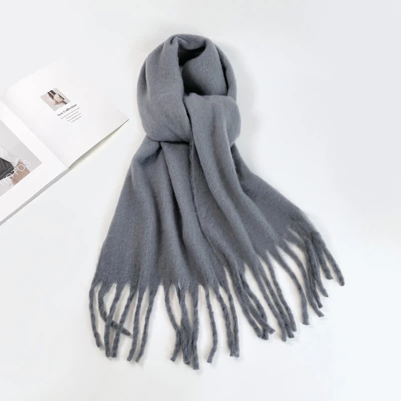 Unisex Thick Solid Color Oversized Warm Chunky Scarf - Image 9