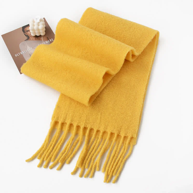 Unisex Thicken Solid Color Fringes Cashmere Scarf - Image 13