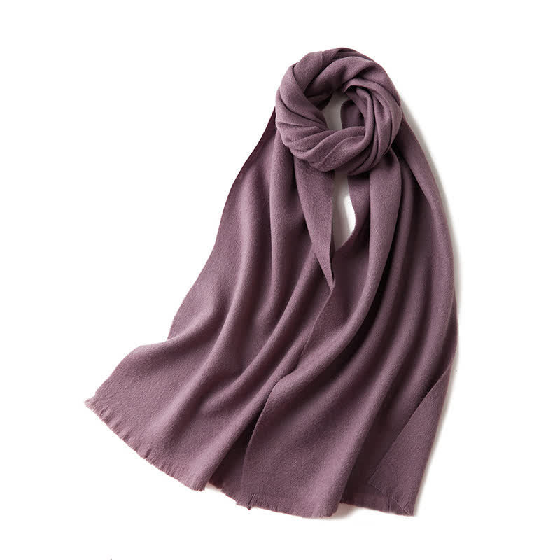 Unisex Warm Shawl Simple Solid Color Pure Wool Scarf - Image 13