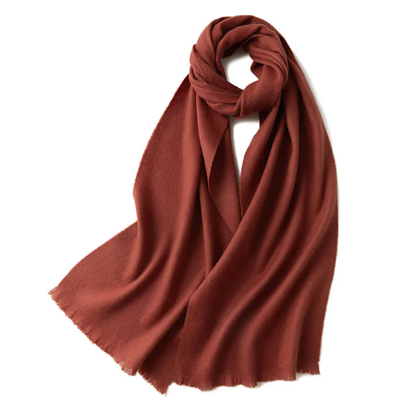 Unisex Warm Shawl Simple Solid Color Pure Wool Scarf - Image 14