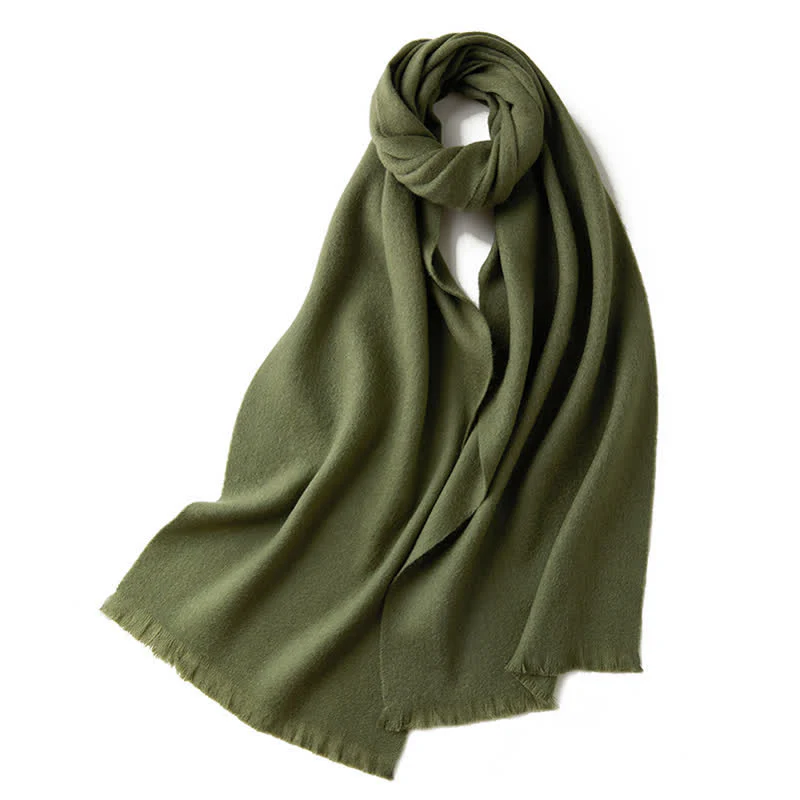 Unisex Warm Shawl Simple Solid Color Pure Wool Scarf - Image 24