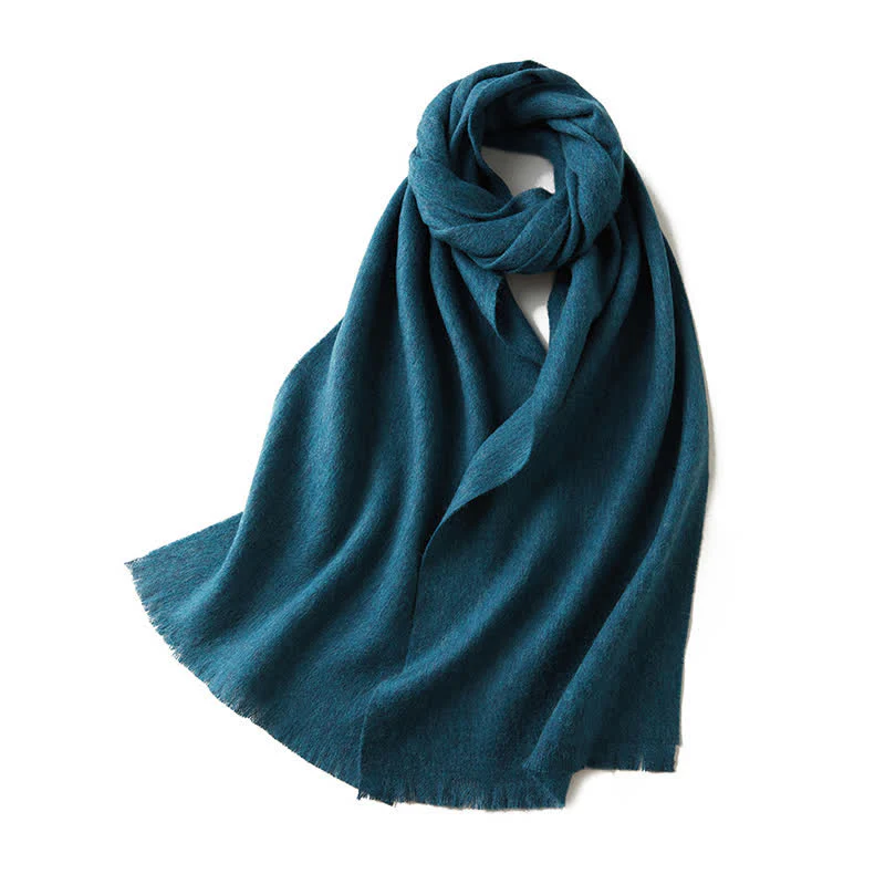 Unisex Warm Shawl Simple Solid Color Pure Wool Scarf - Image 28