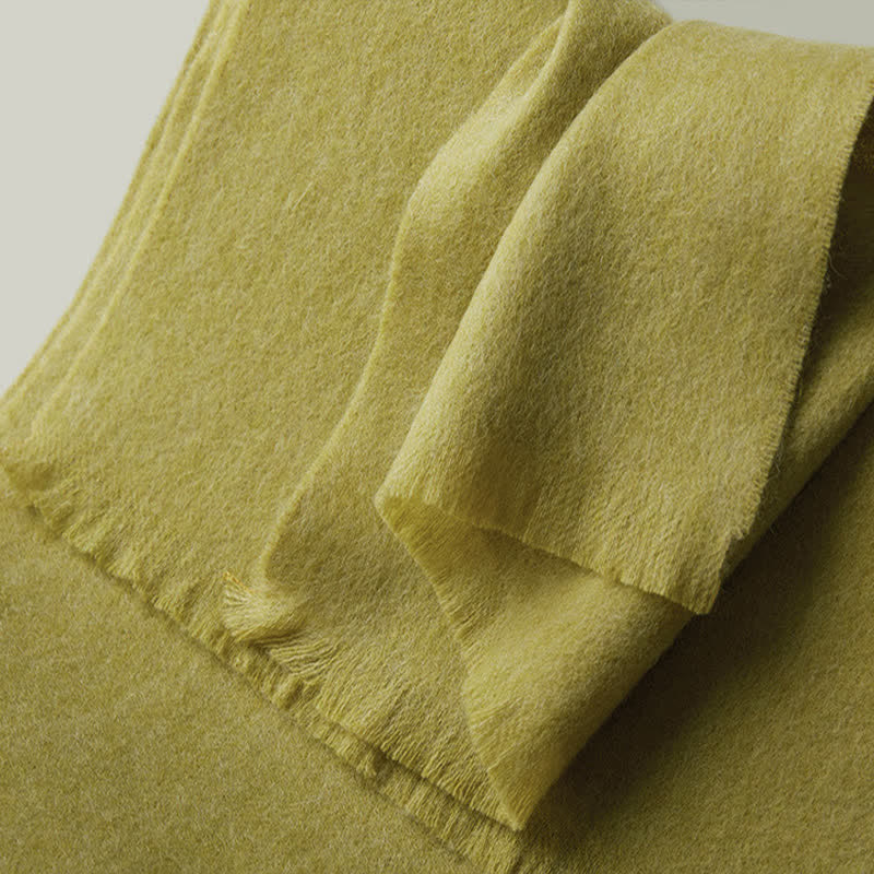 Unisex Warm Shawl Simple Solid Color Pure Wool Scarf - Image 4