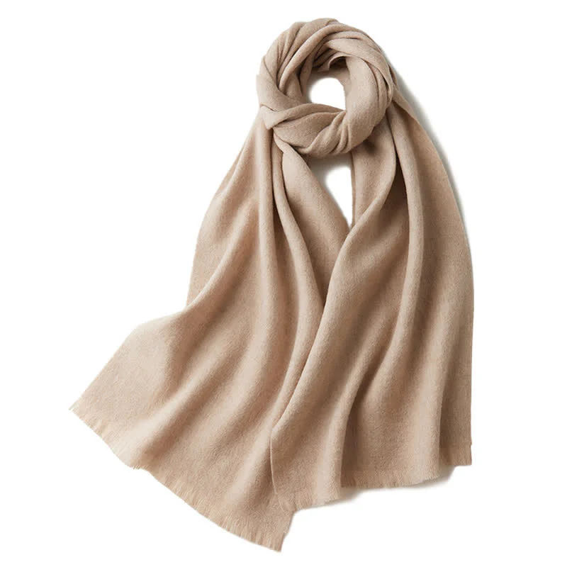 Unisex Warm Shawl Simple Solid Color Pure Wool Scarf - Image 7