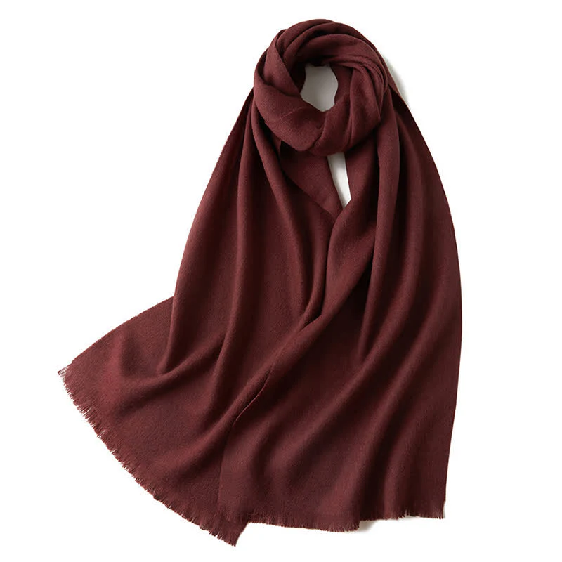 Unisex Warm Shawl Simple Solid Color Pure Wool Scarf - Image 9