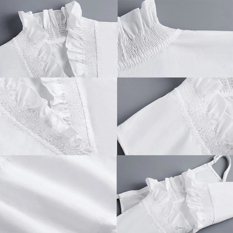 V Neck Detachable False Collar Shirt For Women - Image 9