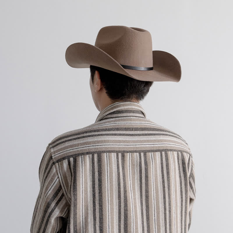 Various Solid Colors Black Leather Strap Cowboy Hat - Image 2