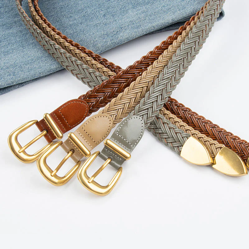 Vegan Leather Braided Belt Women's Waist Belt - Image 6
