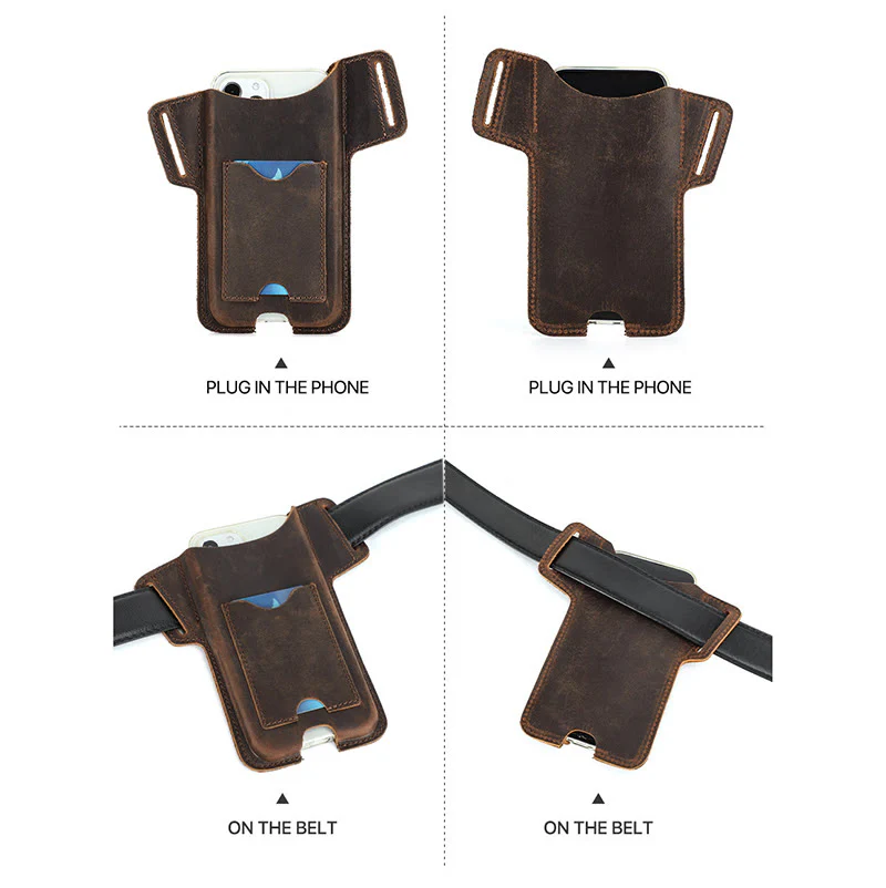 Versatile Mobile Phone Holster Leather Hanging Waist Belt Bag - Image 20