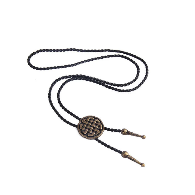 Viking Celtic Knot Round Pendant Bolo Tie - Image 9