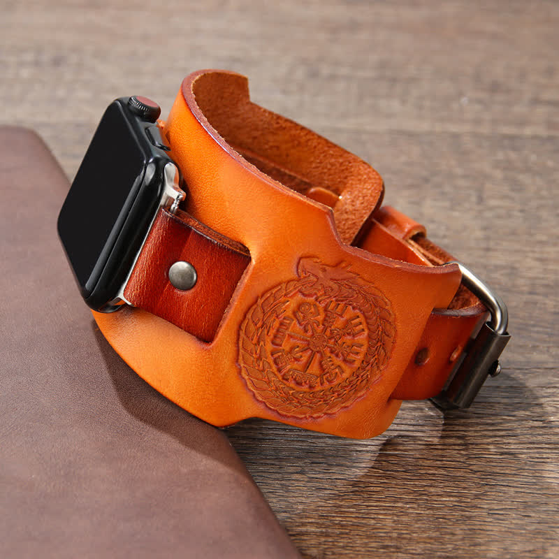 Viking Compass Dragon Totem Leather Watch Band - Image 7