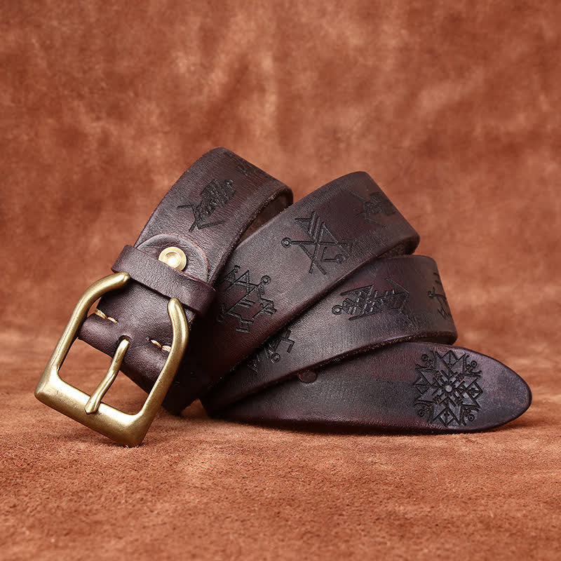 Viking Totem Embossed Thicken Leather Belt - Image 6