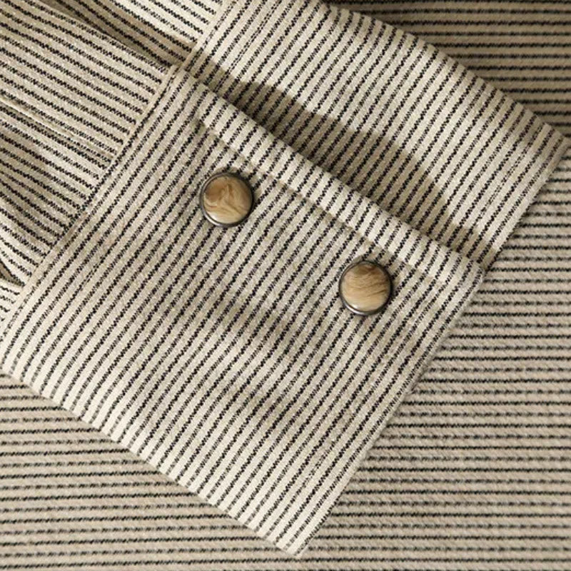Vintage Beige Woven Stripe Western Cowboy Shirt - Image 8