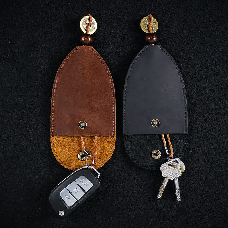 Vintage Coin Pull-out Smart Key Leather Key Case - Image 6