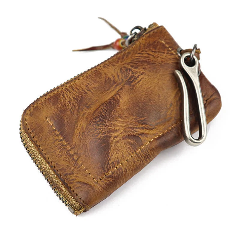 Vintage Medieval Zipper Wallet Leather Key Case - Image 6