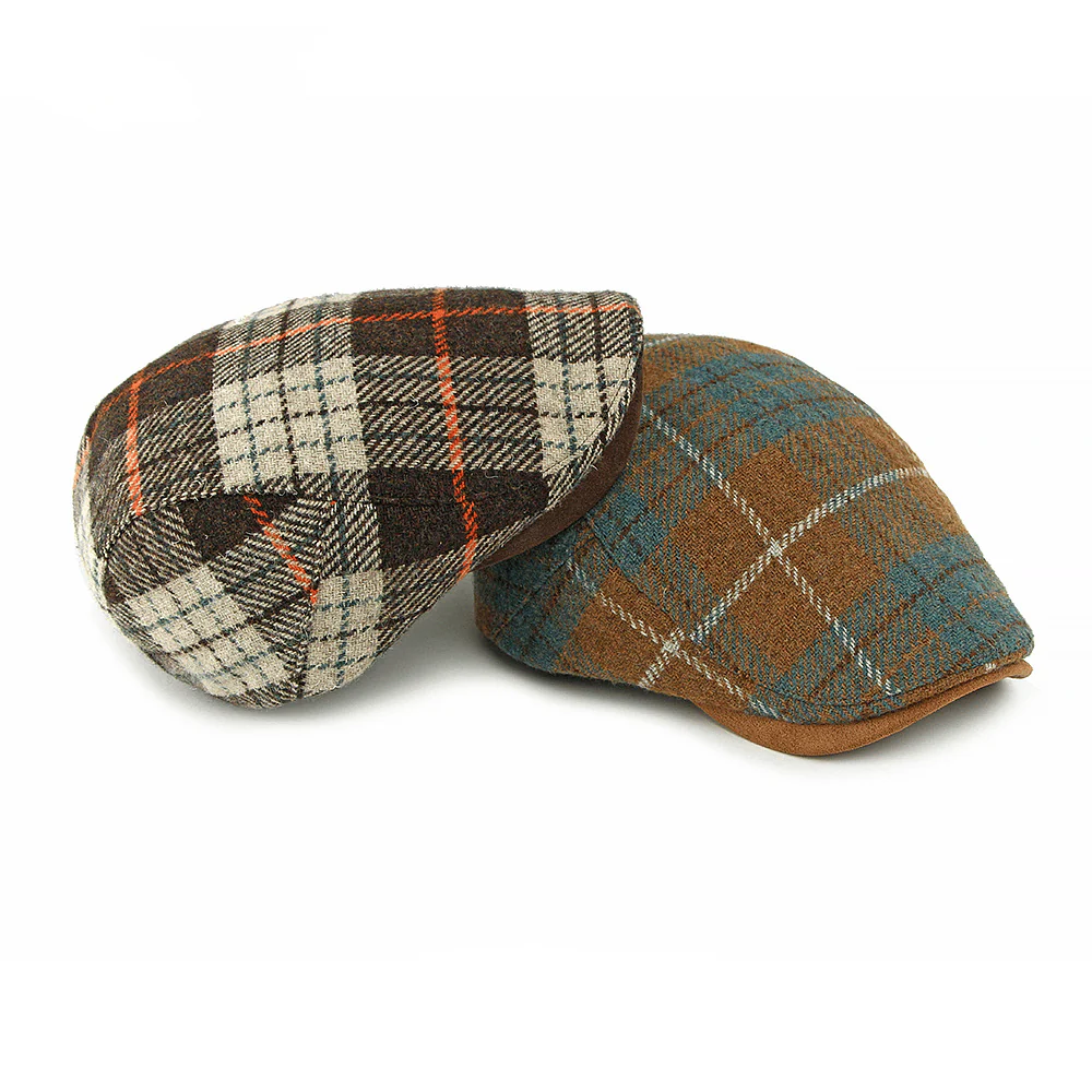 Winter Vintage Plaid Pattern Men's Beret Hat - Image 10