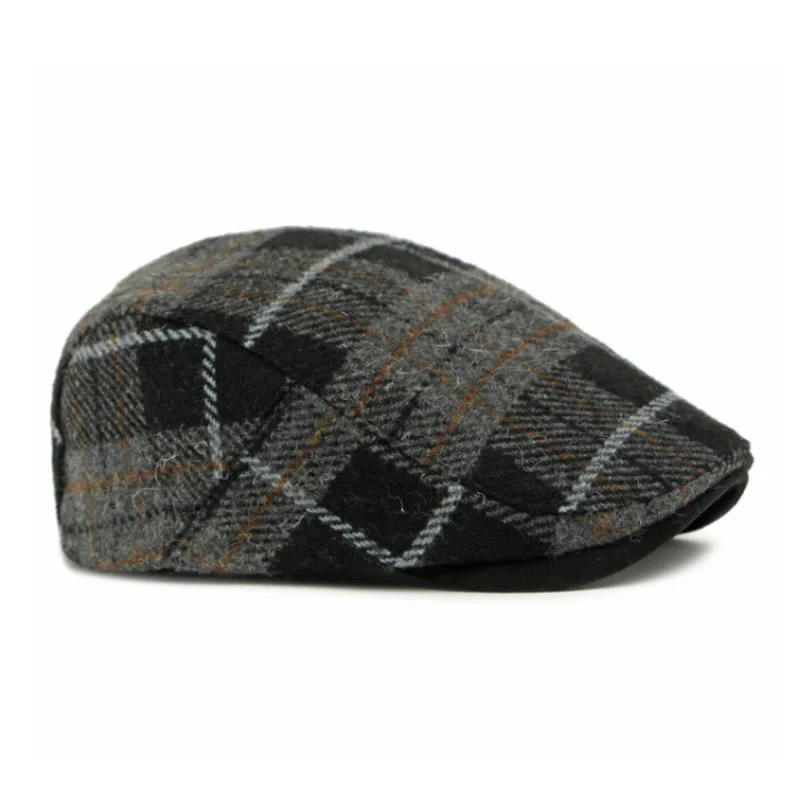 Winter Vintage Plaid Pattern Men's Beret Hat - Image 6